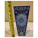 Amia Hand Painted Blue Glass Vase