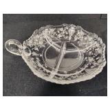 Two Cambridge Rose Point Divided Relish Dishes