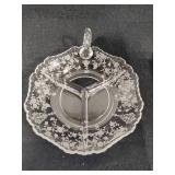 Two Cambridge Rose Point Divided Relish Dishes