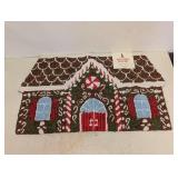 HAND HOODED ACCENT RUG GINGERBREAD HOUSE BROWN MULTI
