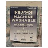 WYATT & ASH MACHINE WASHABLE ACCENT RUG AND RUNNER 2PK KINSLEY