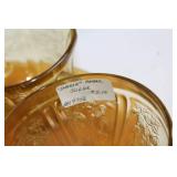 Amber Depression Glass Tea Set with Serving Tray and Sugar Bowl