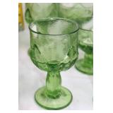 Set of 10 Green Depression Glass Goblets