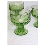 Set of 10 Green Depression Glass Goblets