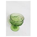 Set of 10 Green Depression Glass Goblets