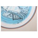 Framed Collector Plate with Blue Bedroom Scene Artwork