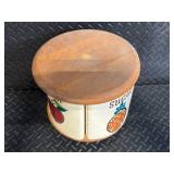 Canister Set - Vintage 4-Piece Ceramic Tea Flour Coffee Sugar with Wood Lid