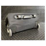 Black Rolling Backpack with Telescoping Handle, Dual Wheels, and Multi-Compartment Organizer