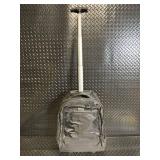 Black Rolling Backpack with Telescoping Handle, Dual Wheels, and Multi-Compartment Organizer