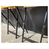 Pair of Vintage Wooden Stools on Black Metal Frames