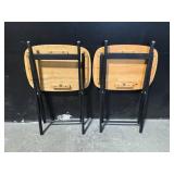 Pair of Vintage Wooden Stools on Black Metal Frames