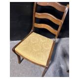 Dining Chairs - Vintage Ladder-Back with Gold Damask Upholstery (Lot of 6)