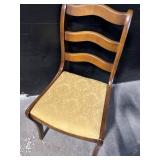 Dining Chairs - Vintage Ladder-Back with Gold Damask Upholstery (Lot of 6)