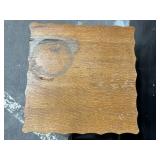 Oak End Tables Pair: Ornate Carved Table with Scroll Legs & Simple 2-Tier Table