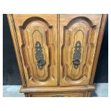 Armoire - Oak Wood, Double Doors, 4-Drawer Interior & Lower Drawer
