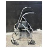 Aluminum Foldable Rollator Walker With Seat & Front Basket - 4-Wheel Mobility Aid