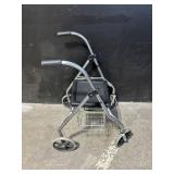 Aluminum Foldable Rollator Walker With Seat & Front Basket - 4-Wheel Mobility Aid