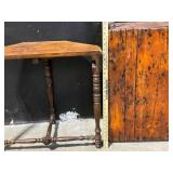 Antique Wooden Console Table & 3-Shelf Bookcase - Two-Piece Set