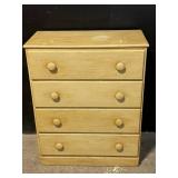 Dresser - Wooden 4-Drawer with Round Knobs - Light Finish