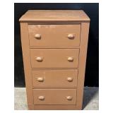 Vintage Brown Wood 5-Drawer Dresser Tall Chest with Round Knob Pulls