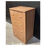 Vintage Brown Wood 5-Drawer Dresser Tall Chest with Round Knob Pulls