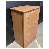 Vintage Brown Wood 5-Drawer Dresser Tall Chest with Round Knob Pulls