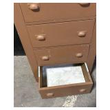Vintage Brown Wood 5-Drawer Dresser Tall Chest with Round Knob Pulls