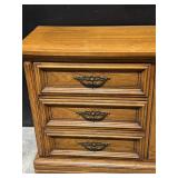 Oak Wood Dresser With Mirror - 6 Drawers & Center Cabinet