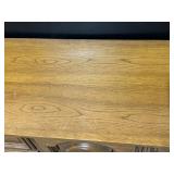 Oak Wood Dresser With Mirror - 6 Drawers & Center Cabinet