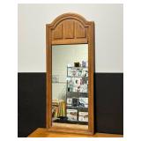 Oak Wood Dresser With Mirror - 6 Drawers & Center Cabinet