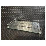 Vintage Filigree Metal Vanity Organizer Set with Floral Glass Boxes