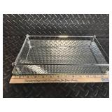 Vintage Filigree Metal Vanity Organizer Set with Floral Glass Boxes