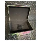 Vintage Filigree Metal Vanity Organizer Set with Floral Glass Boxes