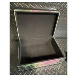 Vintage Filigree Metal Vanity Organizer Set with Floral Glass Boxes