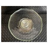 Vintage Green Glass Compote - Ornate Cast Metal Base