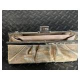 Gunne Sax Gold Crocodile-Embossed Clutch with Chain - Vintage Evening Bag