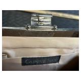 Gunne Sax Gold Crocodile-Embossed Clutch with Chain - Vintage Evening Bag