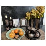 Decorative Home Decor Set - Patterned Frames, Vases, Plant Arrangements & Bowls
