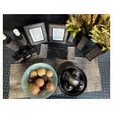 Decorative Home Decor Set - Patterned Frames, Vases, Plant Arrangements & Bowls