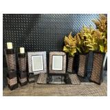 Decorative Home Decor Set - Patterned Frames, Vases, Plant Arrangements & Bowls