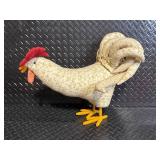 Floral Fabric Roosters & Red Glass Orb Lamp