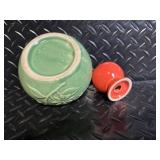 Pig-Shaped Ceramic Teapot - Floral Accent Mug - Green Leaf Bowl - Salt & Pepper Shaker Set