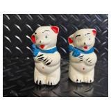 Toothpick Dispenser with Bird Top - Made in China, 2 Ceramic Cats & Colorful Bird