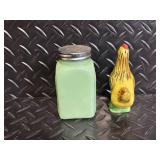 Pepper Shaker & Rooster Figurine - Ceramic Kitchen Decor Set