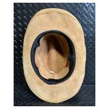 Tan Leather Cowboy Hat - Size Large