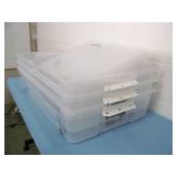 (3) Plastic Organizers / Containers with (6) Lids for Side-by-Side Opening and on Wheels