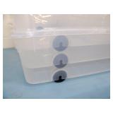 (3) Plastic Organizers / Containers with (6) Lids for Side-by-Side Opening and on Wheels