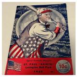 St. Paul Saints 1945 Official Scorebook Magazine Vintage Baseball