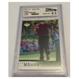 Tiger Woods RC Graded 8.5 NM-MT+ 2001 Upper Deck #1 Rookie Golf Card