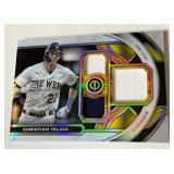 Christian Yelich Triple Game-Used Relic /199 2023 Topps Tribute #TR-CY Numbered 081/199 Baseball Card